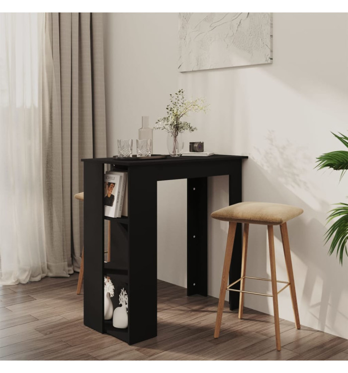 Table de bar avec étagère Noir 102x50x103,5cm Bois d'ingénierie | Mobilier & Déco