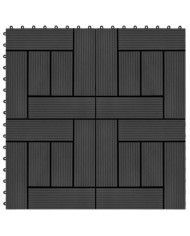 Carreau de terrasse 11 pcs WPC 30 x 30 cm 1 m² Noir | Mobilier & Déco