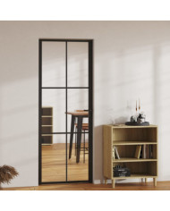 Porte intérieure Verre ESG et aluminium 76x201,5 cm Noir | Mobilier & Déco