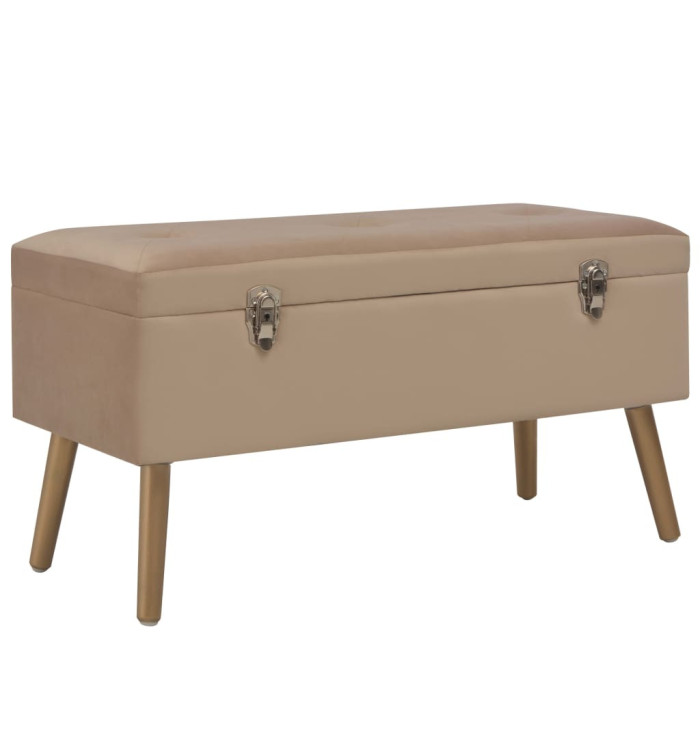 Banc avec compartiment de rangement 80 cm Beige Velours | Mobilier & Déco