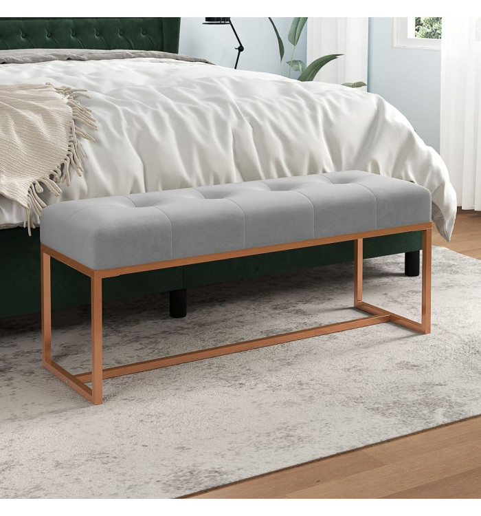 Banc Gris 110x36x45 cm Velours | Mobilier & Déco