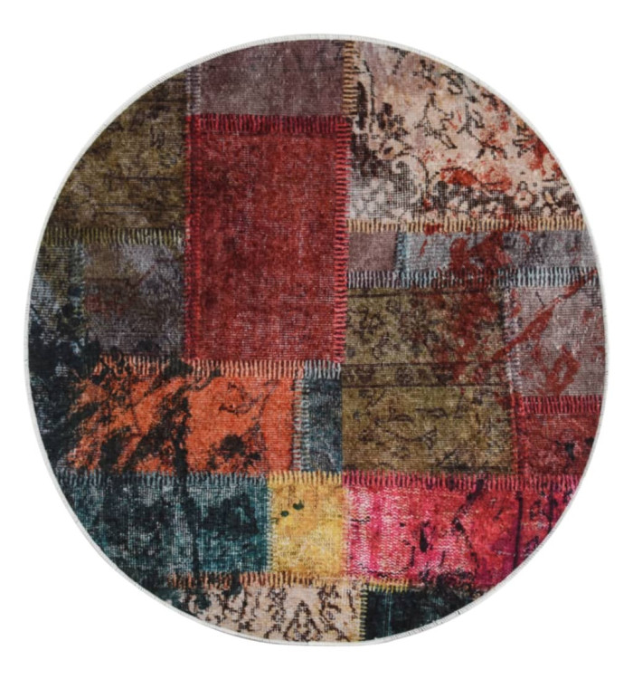 Tapis lavable antidérapant Patchwork φ120 cm multicolore | Mobilier & Déco
