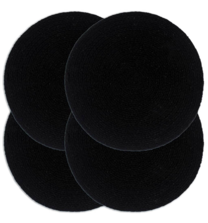 Napperons 4 pcs Noir Plain 38 cm Rond Coton | Mobilier & Déco