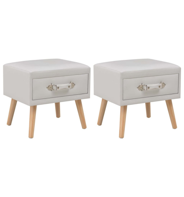 Tables de chevet 2 pcs Blanc 40x35x40 cm Similicuir | Mobilier & Déco