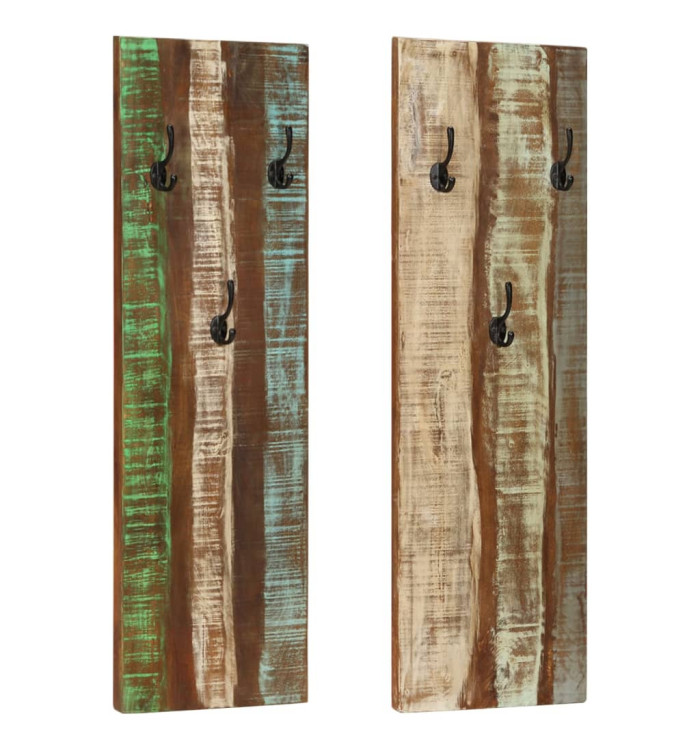 Porte-manteau mural 2pcs 36x3x110cm Bois massif de récupération | Mobilier & Déco
