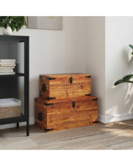 Coffre de rangement 2 pcs Bois de manguier brut | Mobilier & Déco