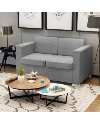 Canapé à 2 places Tissu Gris clair | Mobilier & Déco