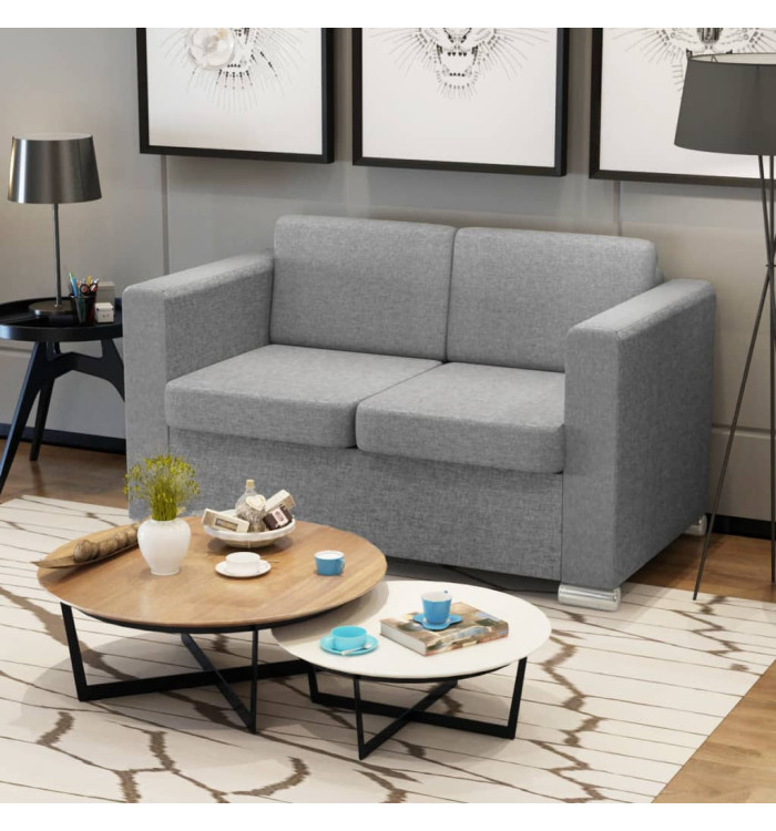 Canapé à 2 places Tissu Gris clair | Mobilier & Déco