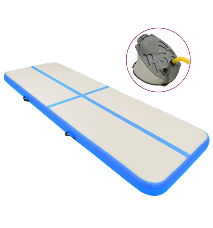 Tapis gonflable de gymnastique avec pompe 300x100x15cm PVC Bleu | Mobilier & Déco