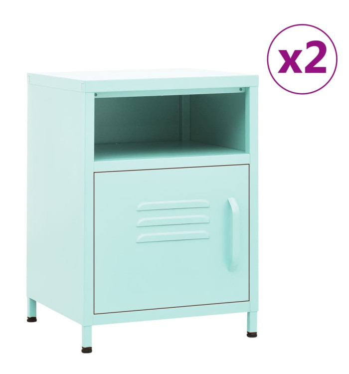 Tables de chevet 2 pcs Vert menthe 35x35x51 cm Acier | Mobilier & Déco