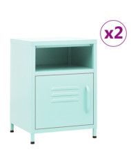 Tables de chevet 2 pcs Vert menthe 35x35x51 cm Acier | Mobilier & Déco