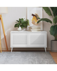 Portes d'armoire à persiennes 2pcs blanc 39,5x49,4cm pin massif | Mobilier & Déco