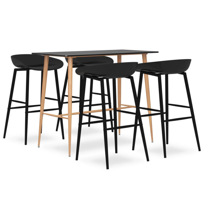 Ensemble de bar 5 pcs Noir | Mobilier & Déco