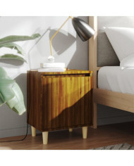 Tables de chevet pieds en bois 2 pcs Chêne marron 40x30x50 cm | Mobilier & Déco