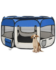 Parc pliable pour chien avec sac de transport Bleu 125x125x61cm | Mobilier & Déco