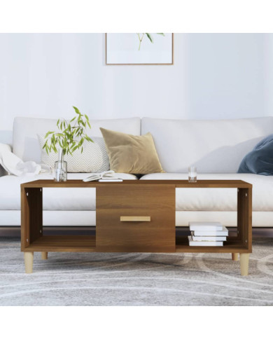 Table basse chêne marron 102x50x40 cm bois d'ingénierie | Mobilier & Déco