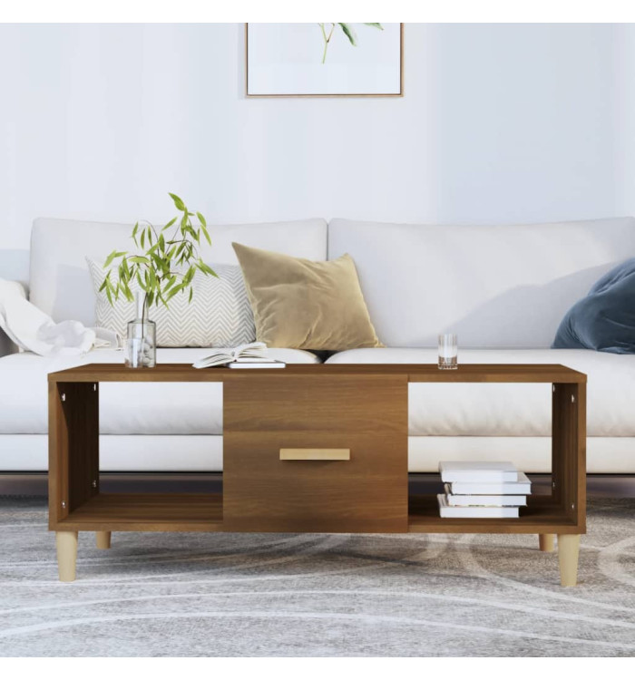 Table basse chêne marron 102x50x40 cm bois d'ingénierie | Mobilier & Déco