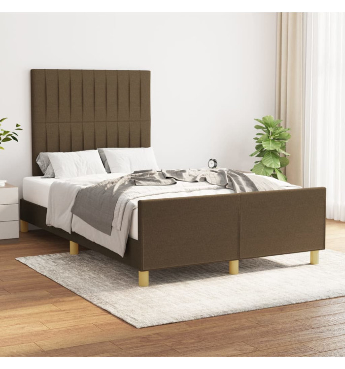 Cadre de lit sans matelas marron foncé 120x200 cm tissu | Mobilier & Déco