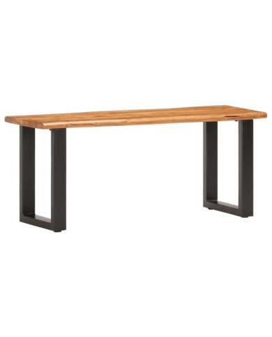 Banc au bord naturel du bois 110 cm Bois d'acacia solide acier | Mobilier & Déco