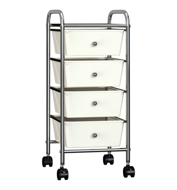 Chariot de rangement mobile à 4 tiroirs Blanc Plastique | Mobilier & Déco