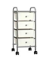 Chariot de rangement mobile à 4 tiroirs Blanc Plastique | Mobilier & Déco