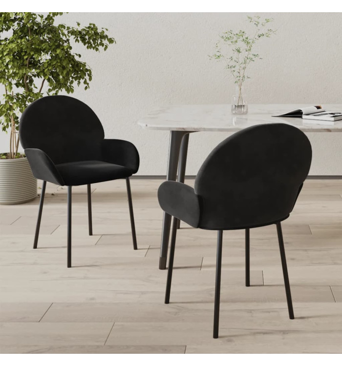 Chaises à manger lot de 2 Noir Velours | Mobilier & Déco