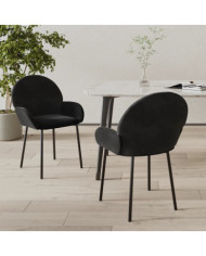 Chaises à manger lot de 2 Noir Velours | Mobilier & Déco
