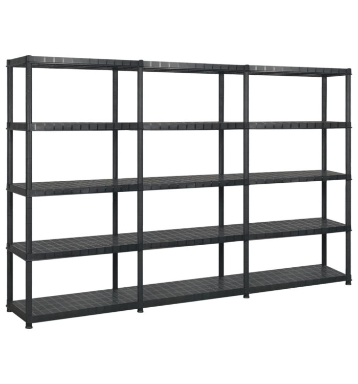 Étagère de rangement à 5 niveaux Noir 255x40x185 cm Plastique | Mobilier & Déco