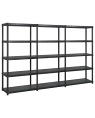Étagère de rangement à 5 niveaux Noir 255x40x185 cm Plastique | Mobilier & Déco