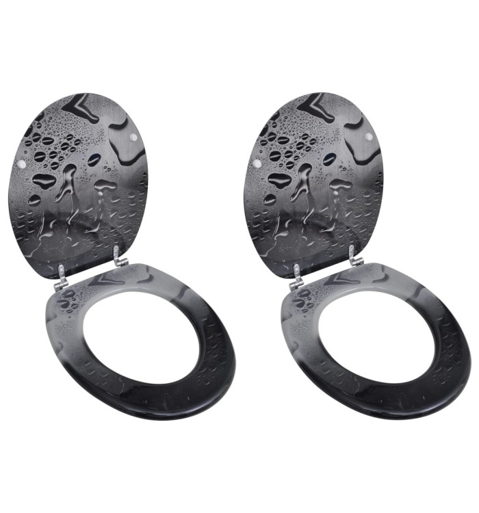 Sièges de toilette avec couvercles 2 pcs MDF Goutte d'eau | Mobilier & Déco