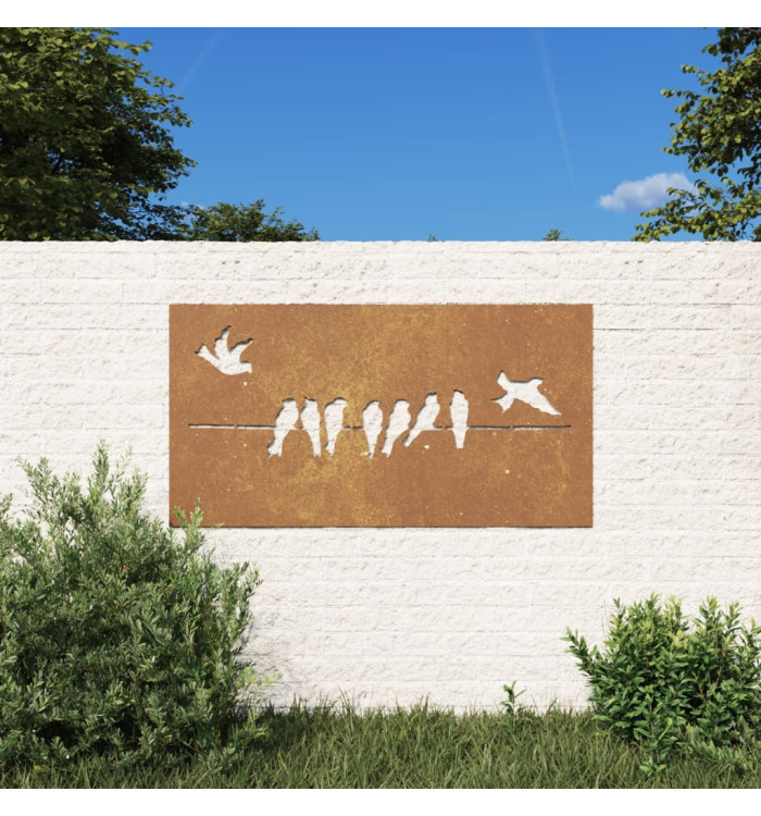Décoration murale jardin 105x55 cm acier corten design d'oiseau | Mobilier & Déco