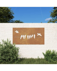 Décoration murale jardin 105x55 cm acier corten design d'oiseau | Mobilier & Déco