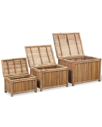 Boîte de rangement 3 pcs Bambou | Mobilier & Déco