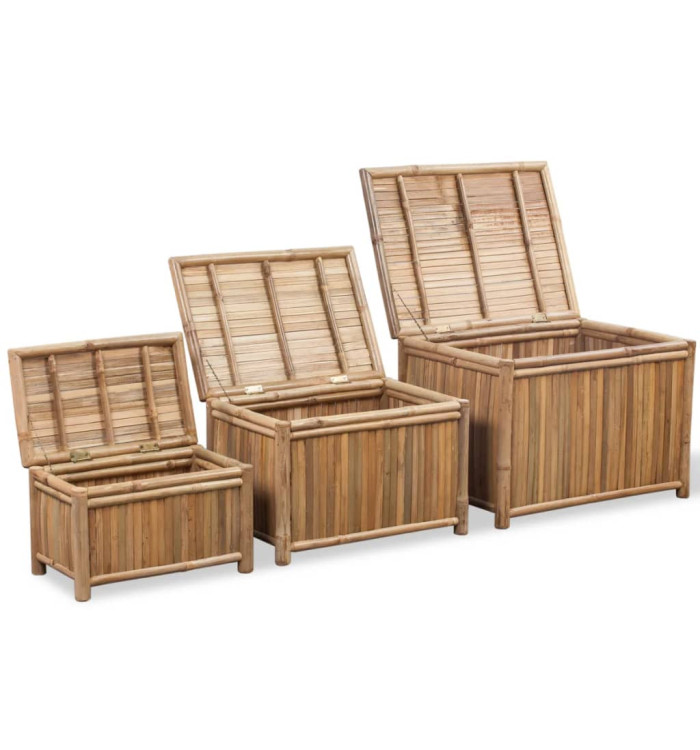 Boîte de rangement 3 pcs Bambou | Mobilier & Déco