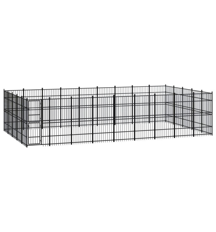 Chenil d'extérieur pour chiens Acier 41,47 m² | Mobilier & Déco