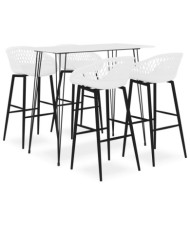 Ensemble de bar 5 pcs Blanc | Mobilier & Déco