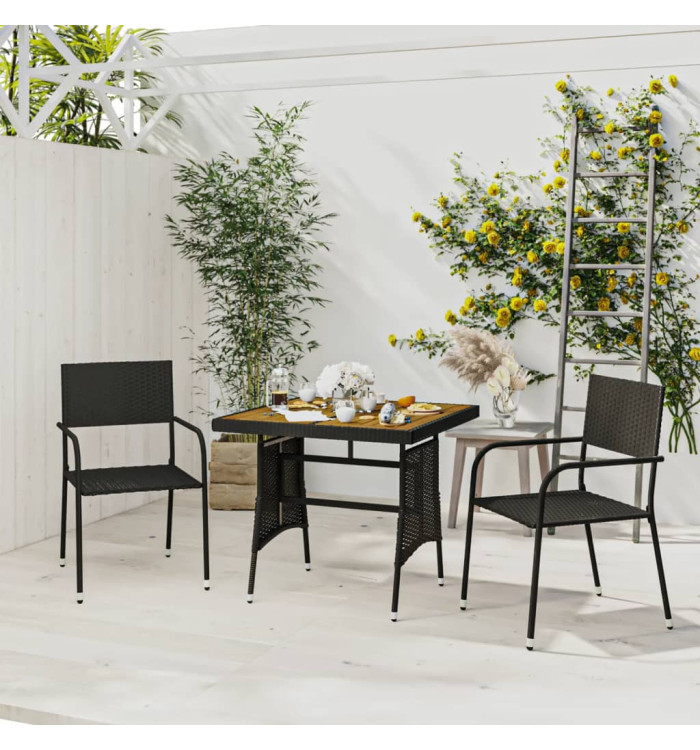 Mobilier à dîner d'extérieur 3 pcs Résine tressée Noir | Mobilier & Déco