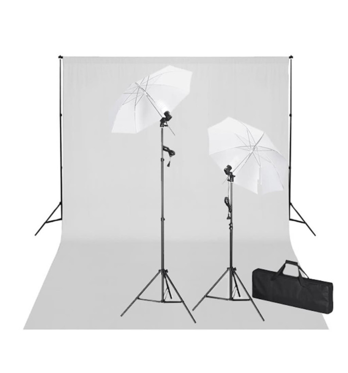 Kit de studio avec toile de fond blanche 600x300 cm et lumières | Mobilier & Déco