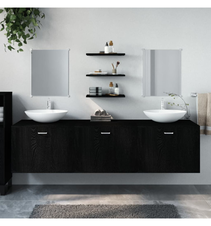 Ensemble de meubles salle de bain 6 pcs noir bois d'ingénierie | Mobilier & Déco