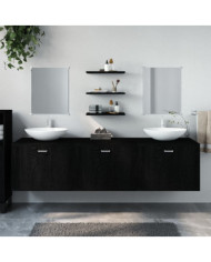 Ensemble de meubles salle de bain 6 pcs noir bois d'ingénierie | Mobilier & Déco