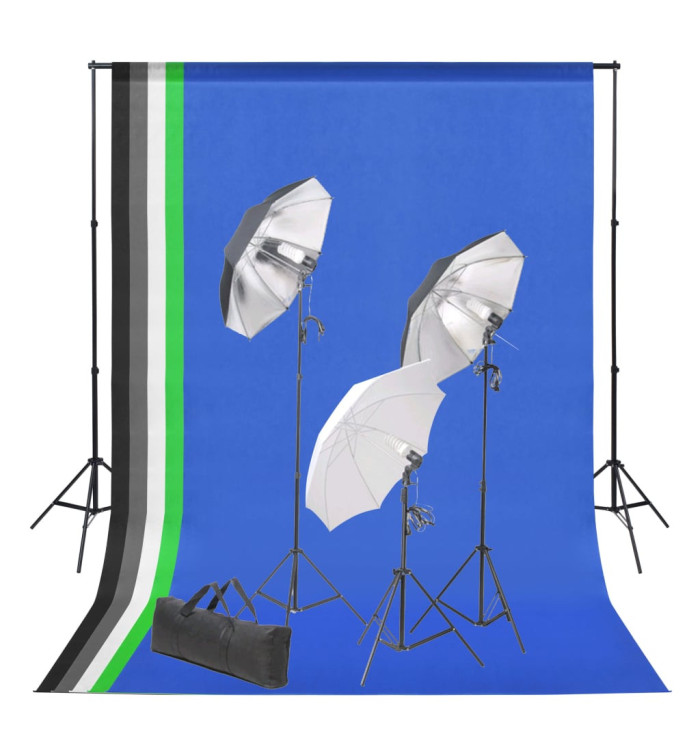 Kit de studio photo avec toile de fond et jeu d'éclairage | Mobilier & Déco