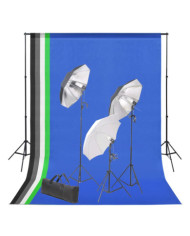 Kit de studio photo avec toile de fond et jeu d'éclairage | Mobilier & Déco