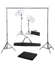 Kit de studio photo avec toile de fond lampes et parapluies | Mobilier & Déco