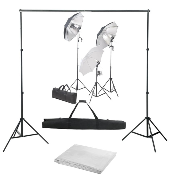Kit de studio photo avec ensemble d'éclairage et toile de fond | Mobilier & Déco