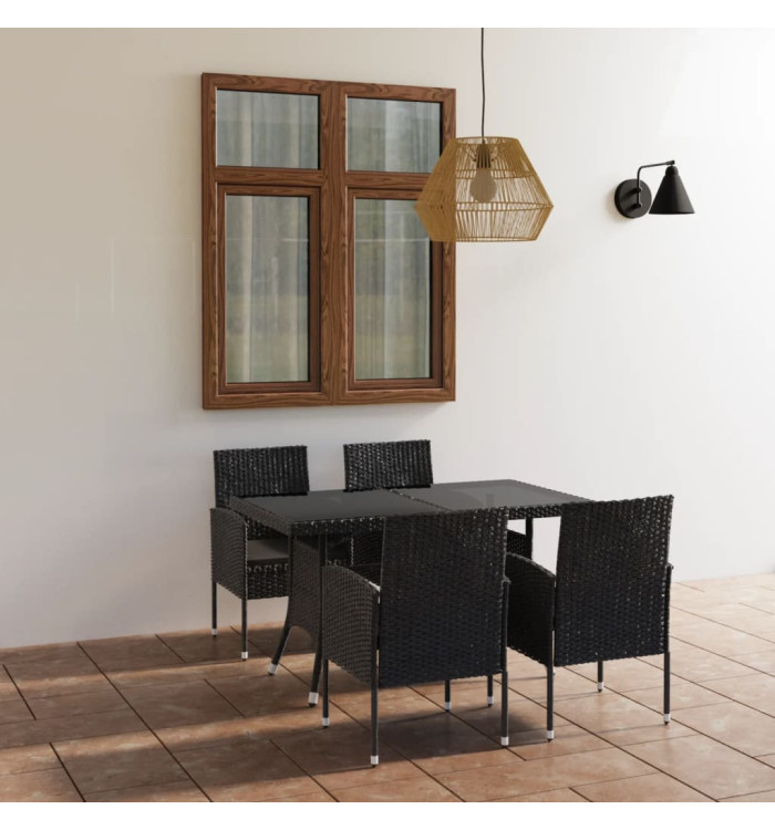 Ensemble à manger de jardin 5 pcs Résine tressée Noir | Mobilier & Déco