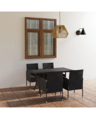 Ensemble à manger de jardin 5 pcs Résine tressée Noir | Mobilier & Déco
