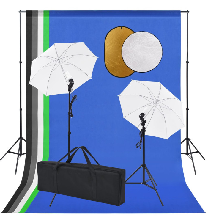 Kit de studio photo avec lampes toile de fond et réflecteur | Mobilier & Déco