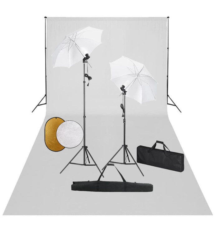 Kit de studio photo avec lampes toile de fond et réflecteur | Mobilier & Déco