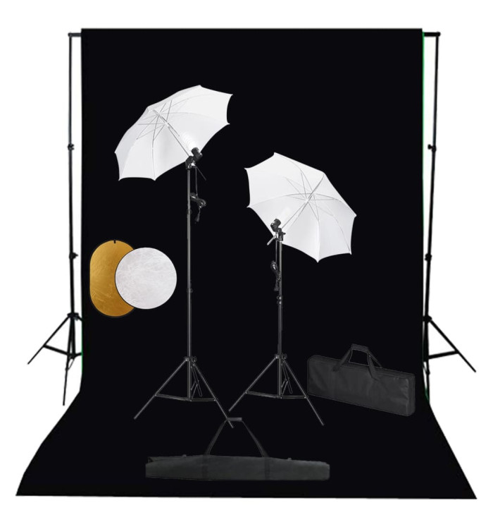 Kit de studio photo avec lampes toile de fond et réflecteur | Mobilier & Déco
