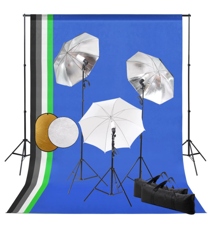 Kit de studio photo avec lampes toile de fond et réflecteur | Mobilier & Déco